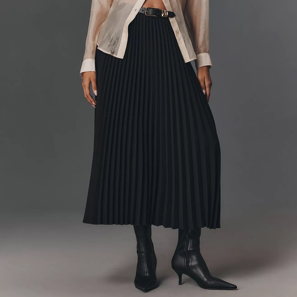 Anthropologie English Factory Black Pleated Skirt Size S NWT